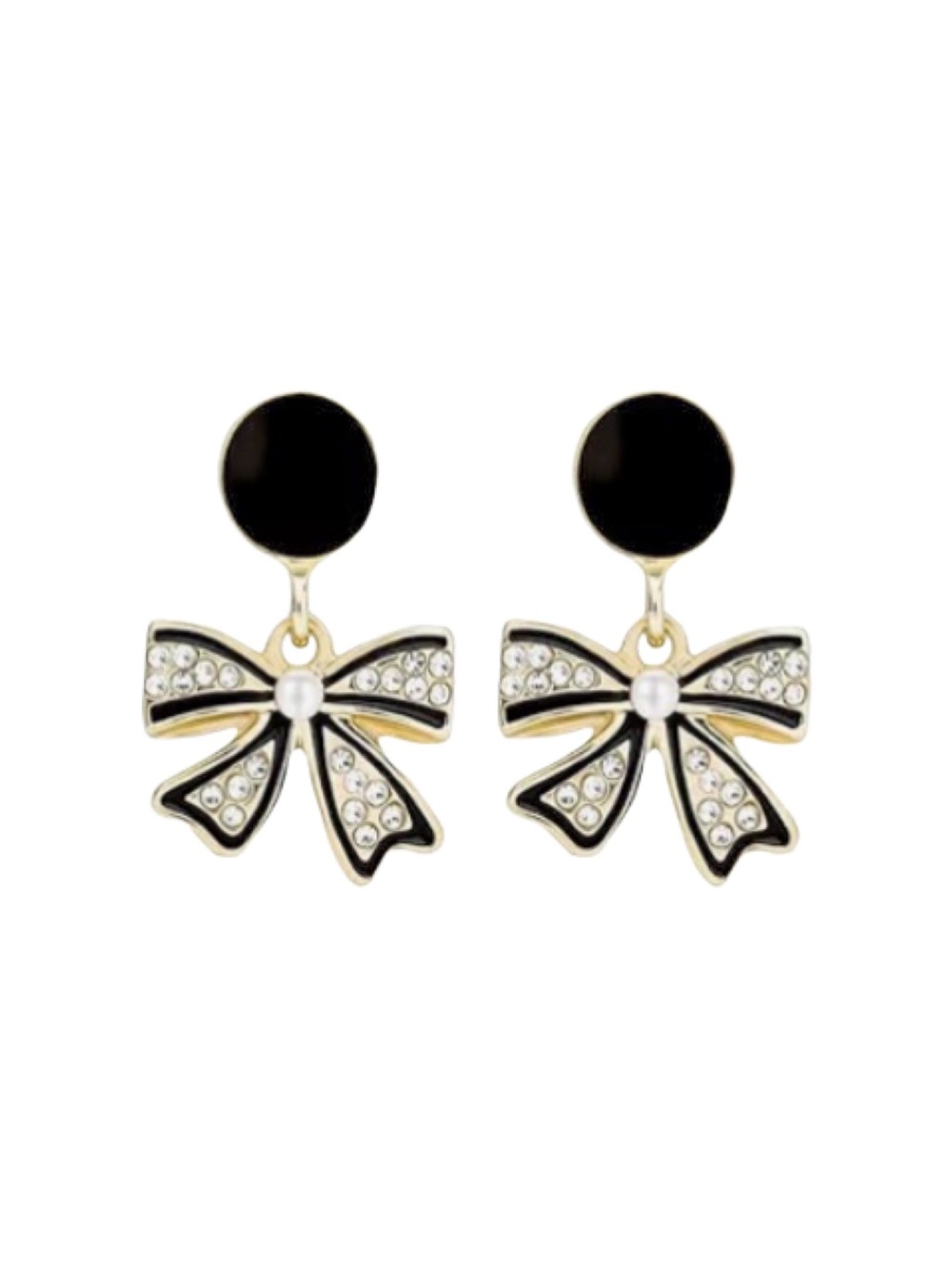 Black Bow Drop Earrings